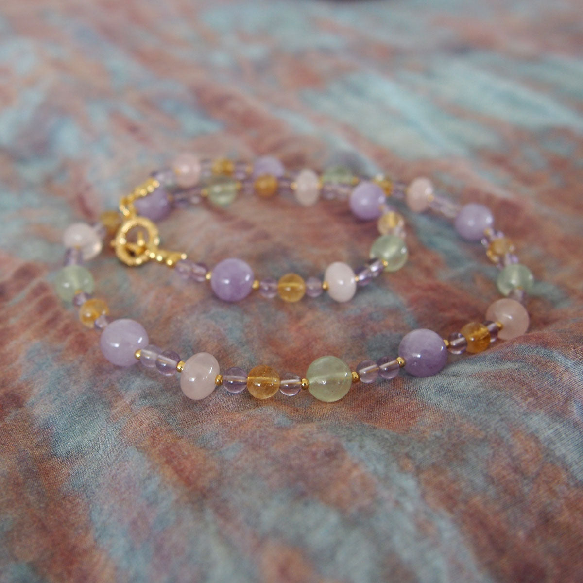 Amethyst, Prehnite, Rose Quartz, Citrine Necklace- Wish