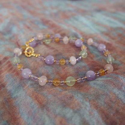 Amethyst, Prehnite, Rose Quartz, Citrine Necklace- Wish