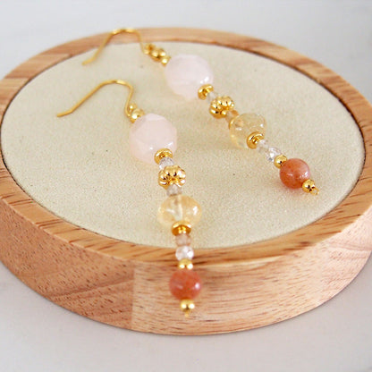 Aventurine, Citrine, Sunstone Earrings- Sunset