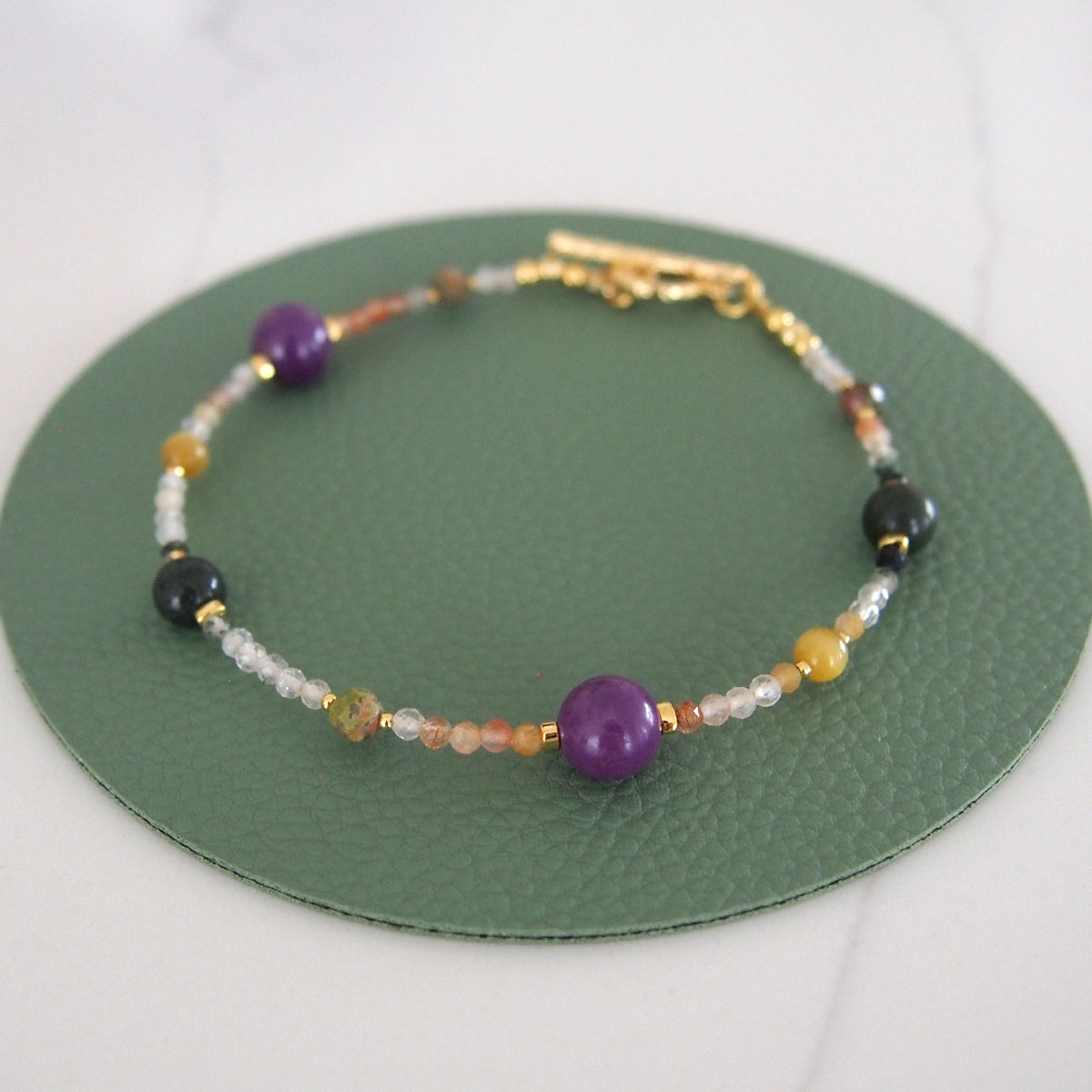 Phosphosiderite, Alxa Agate, Unakite, Tiger’s eye Bracelete- Completeness
