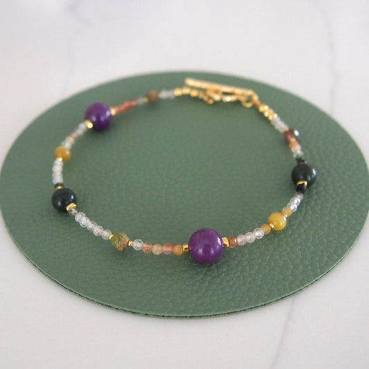 Phosphosiderite, Alxa Agate, Unakite, Tiger’s eye Bracelete- Completeness