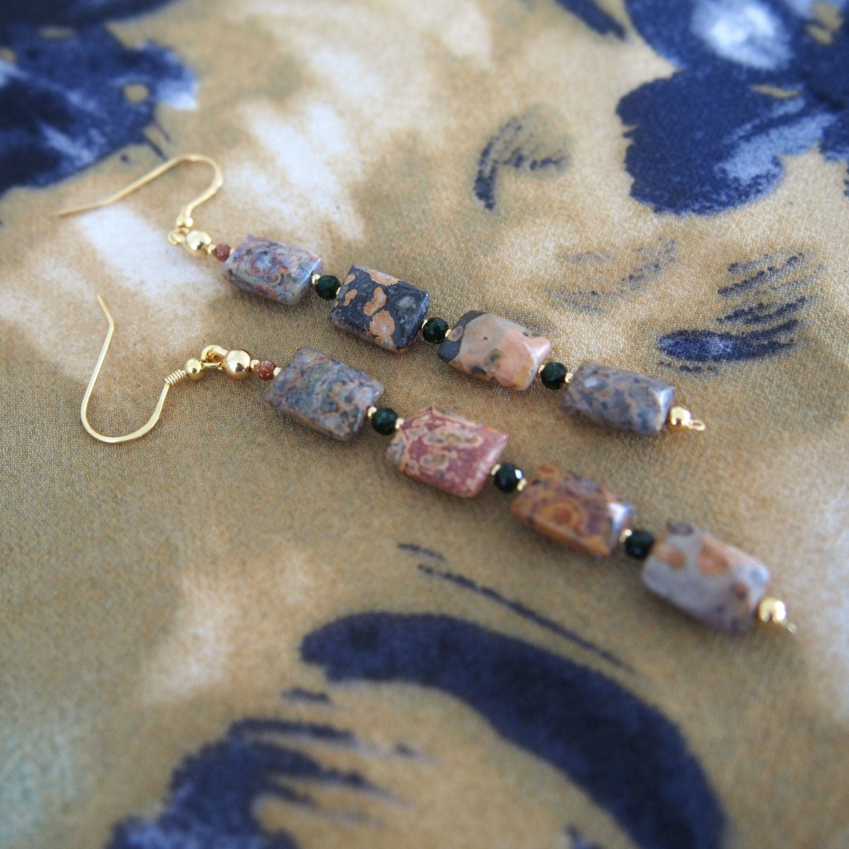 Leopardite, Goldstone Earring- Equanimity