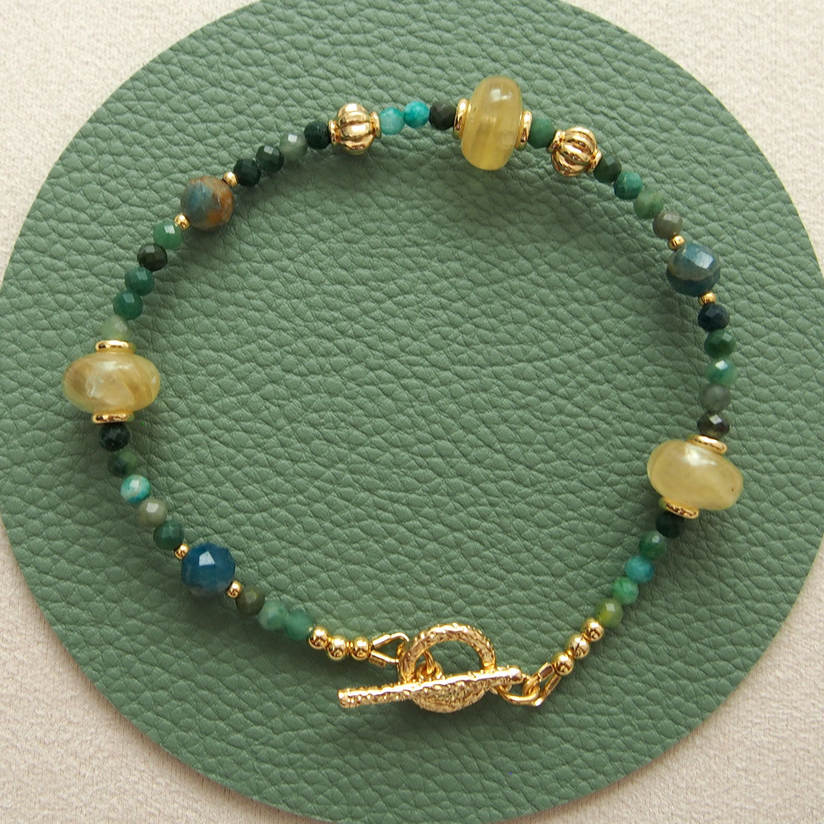 Lepidolite,  Apatite, Transvaal Jade Bracelet- Vitality
