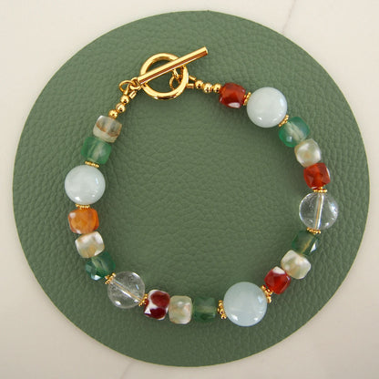 Beryl,  Rock crystal,  Agate Bracelet- The Young at Heart