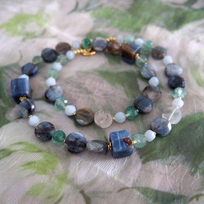 Kyanite, Aventurine, Beryl Necklace- Coastline