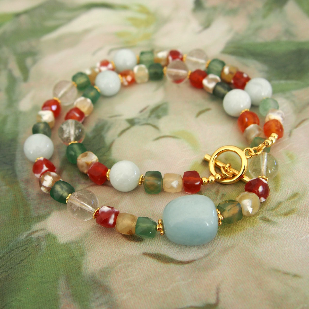 Beryl,  Rock crystal,  Agate Necklace- The Young at Heart