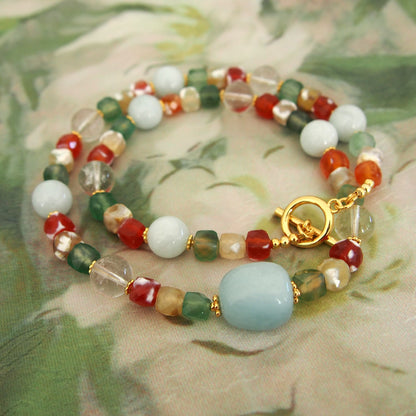 Beryl,  Rock crystal,  Agate Necklace- The Young at Heart