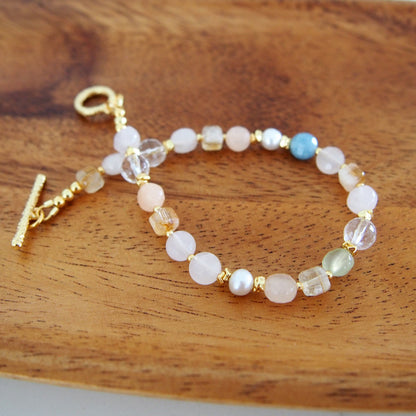 Rock Crystal, Beryl, Citrine, Pearls Bracelet- Hope