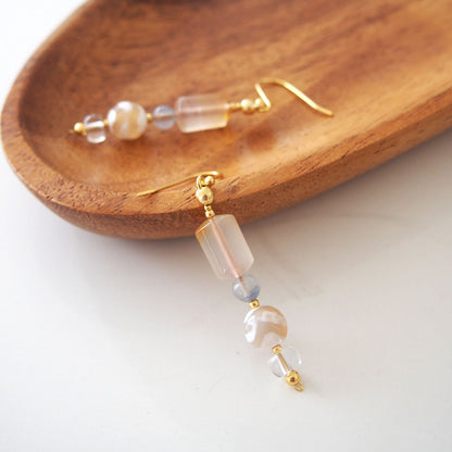 Agate, Rock Crystal, Dumortierite Quartz Earrings- Source