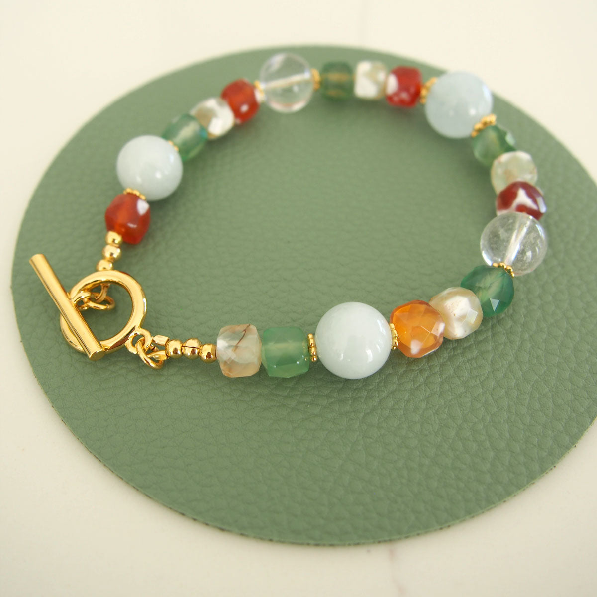 Beryl,  Rock crystal,  Agate Bracelet- The Young at Heart