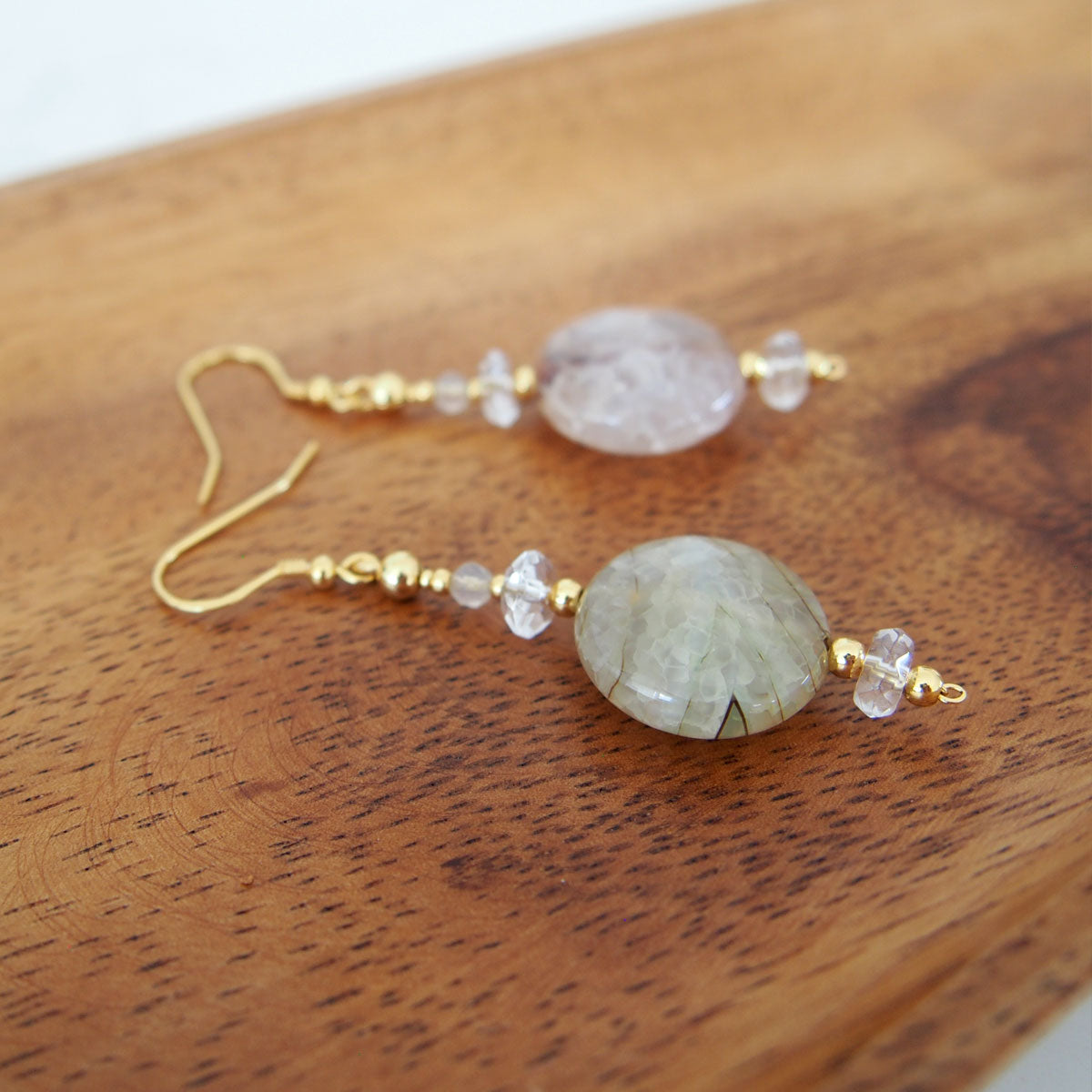 Agate, Rock Crystal Earrings-Light and shade