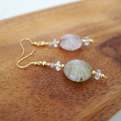 Agate, Rock Crystal Earrings-Light and shade