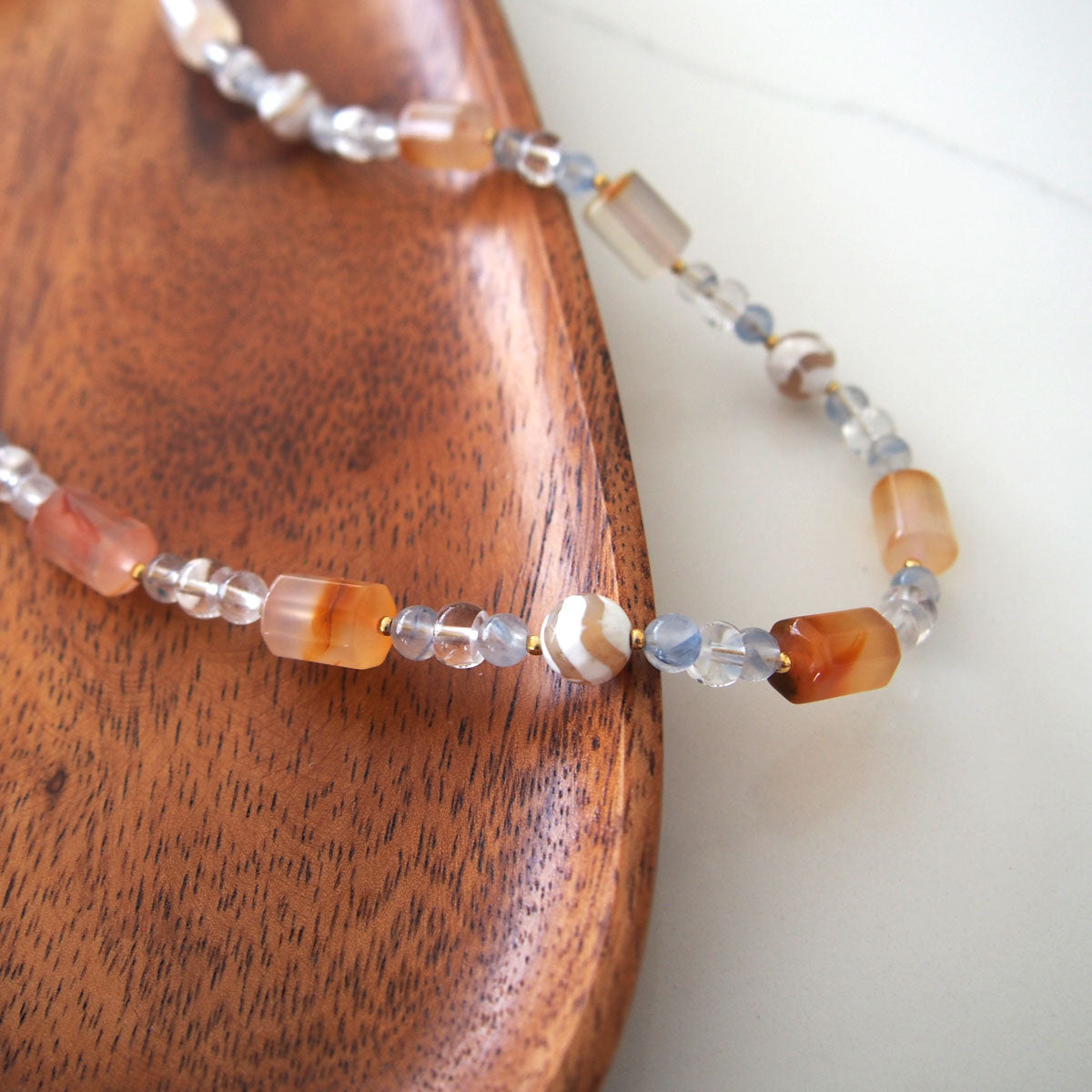 Agate, Rock Crystal, Dumortierite Quartz Necklace- Source