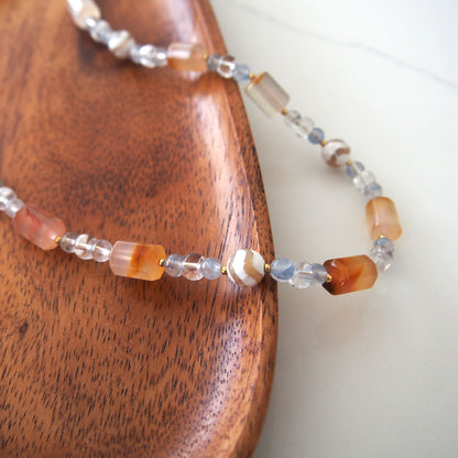 Agate, Rock Crystal, Dumortierite Quartz Necklace- Source