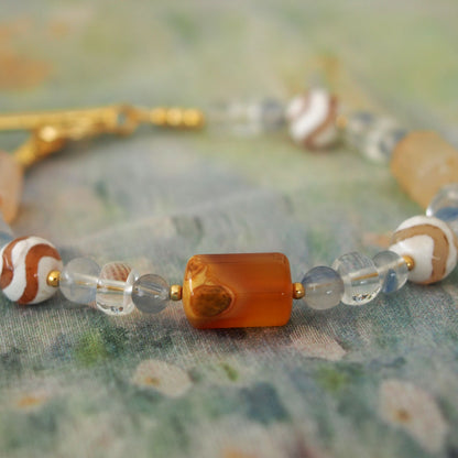 Agate, Rock Crystal, Dumortierite Quartz Bracelet- Source