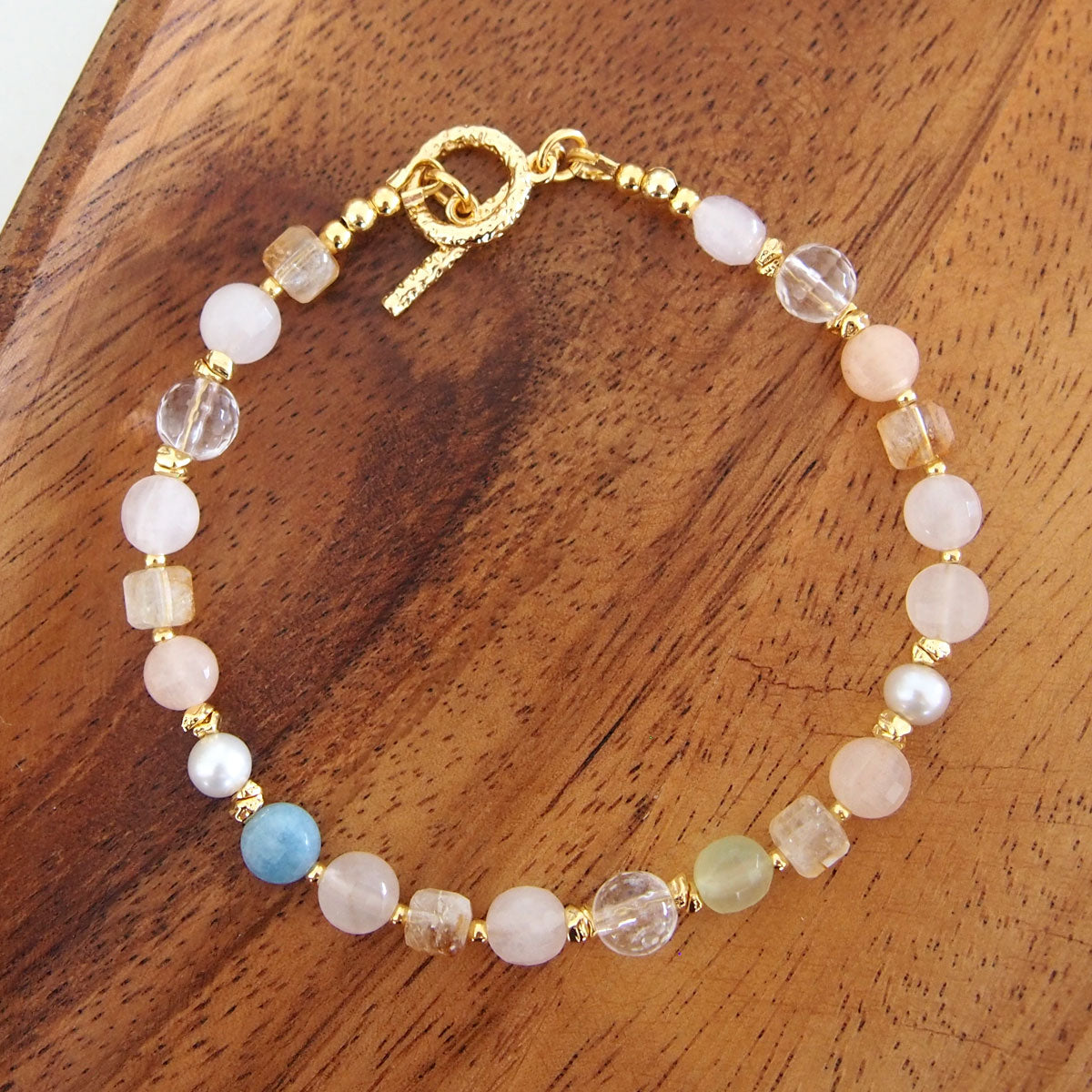 Rock Crystal, Beryl, Citrine, Pearls Bracelet- Hope