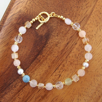 Rock Crystal, Beryl, Citrine, Pearls Bracelet- Hope