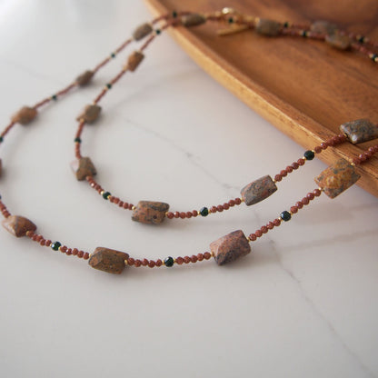 Leopardite, Goldstone Necklace- Equanimity