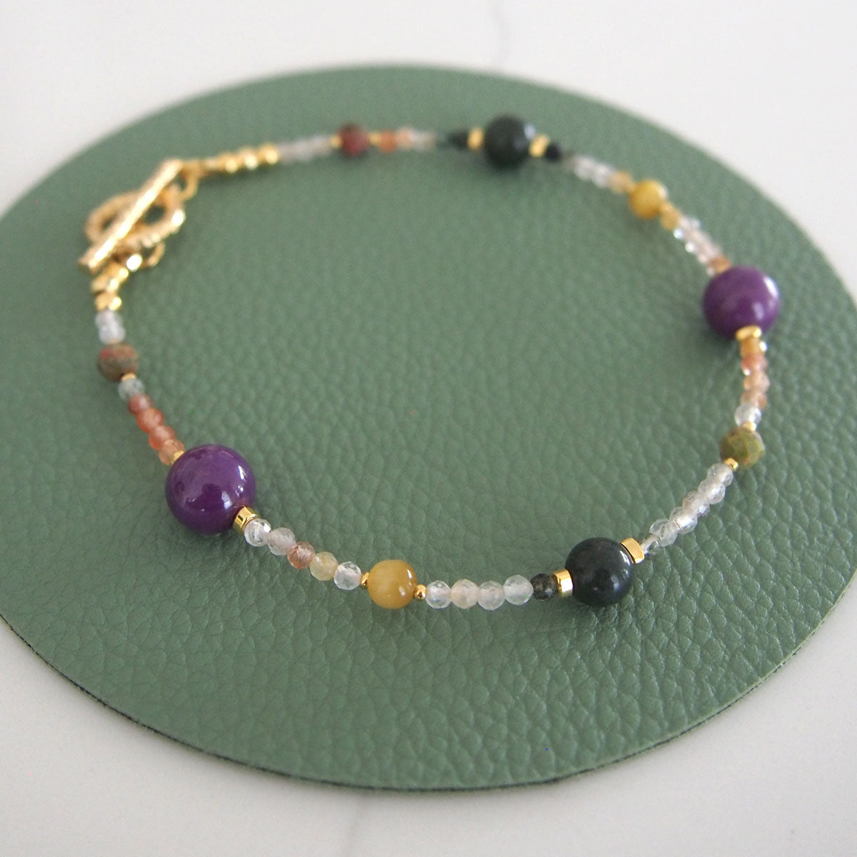 Phosphosiderite, Alxa Agate, Unakite, Tiger’s eye Bracelete- Completeness