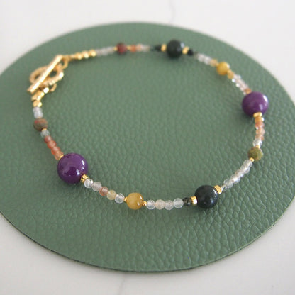 Phosphosiderite, Alxa Agate, Unakite, Tiger’s eye Bracelete- Completeness