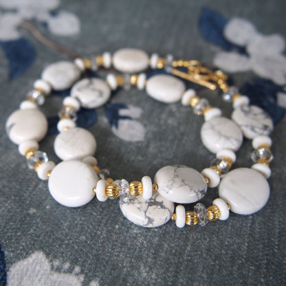 Magnesite, Rock Crystal Necklace- Snow