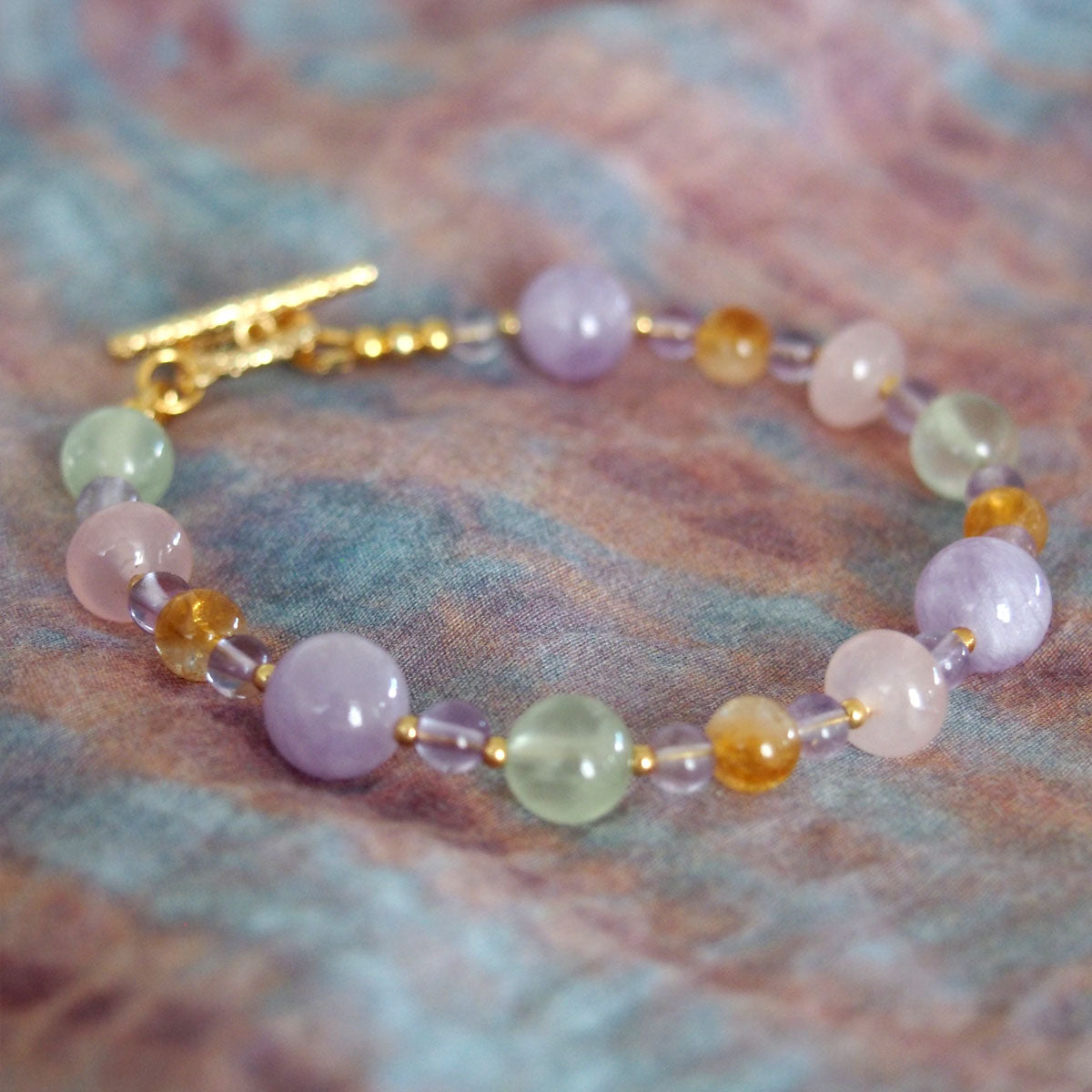 Amethyst, Prehnite, Rose Quartz, Citrine Bracelet- Wish