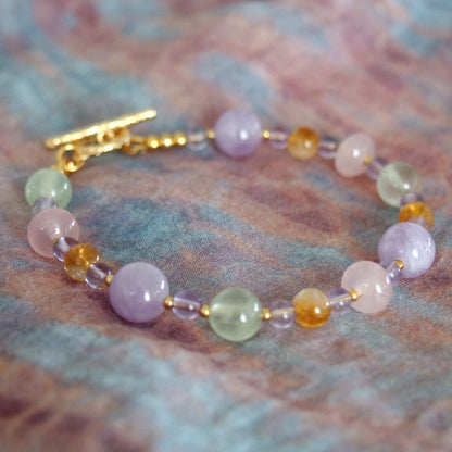 Amethyst, Prehnite, Rose Quartz, Citrine Bracelet- Wish