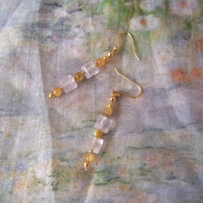 Rose Quartz, Tiger’s eye Earrings- Energy