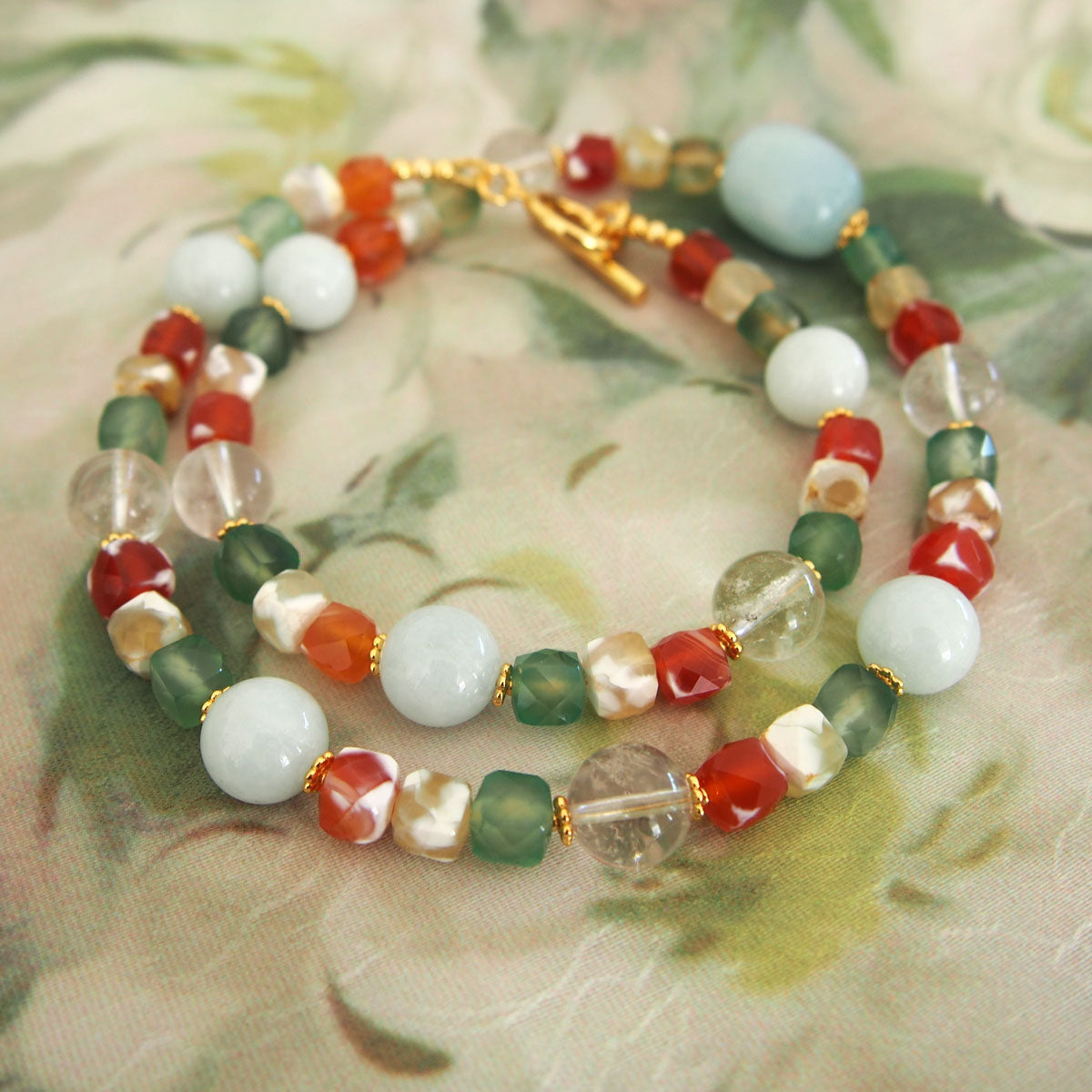 Beryl,  Rock crystal,  Agate Necklace- The Young at Heart