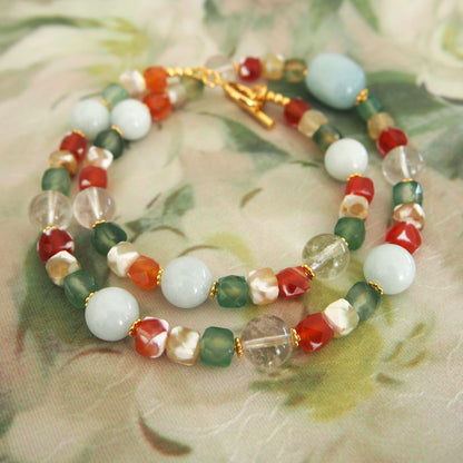 Beryl,  Rock crystal,  Agate Necklace- The Young at Heart