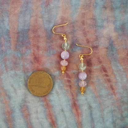 Amethyst, Prehnite, Rose Quartz, Citrine Earrings- Wish