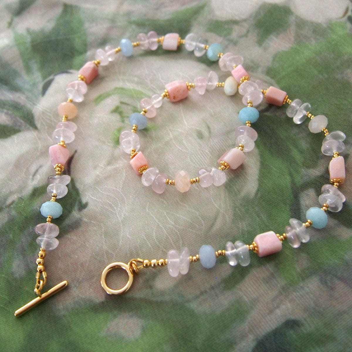 Rose Quartz, Common Opal(pink), Beryl Necklace- Awaiting