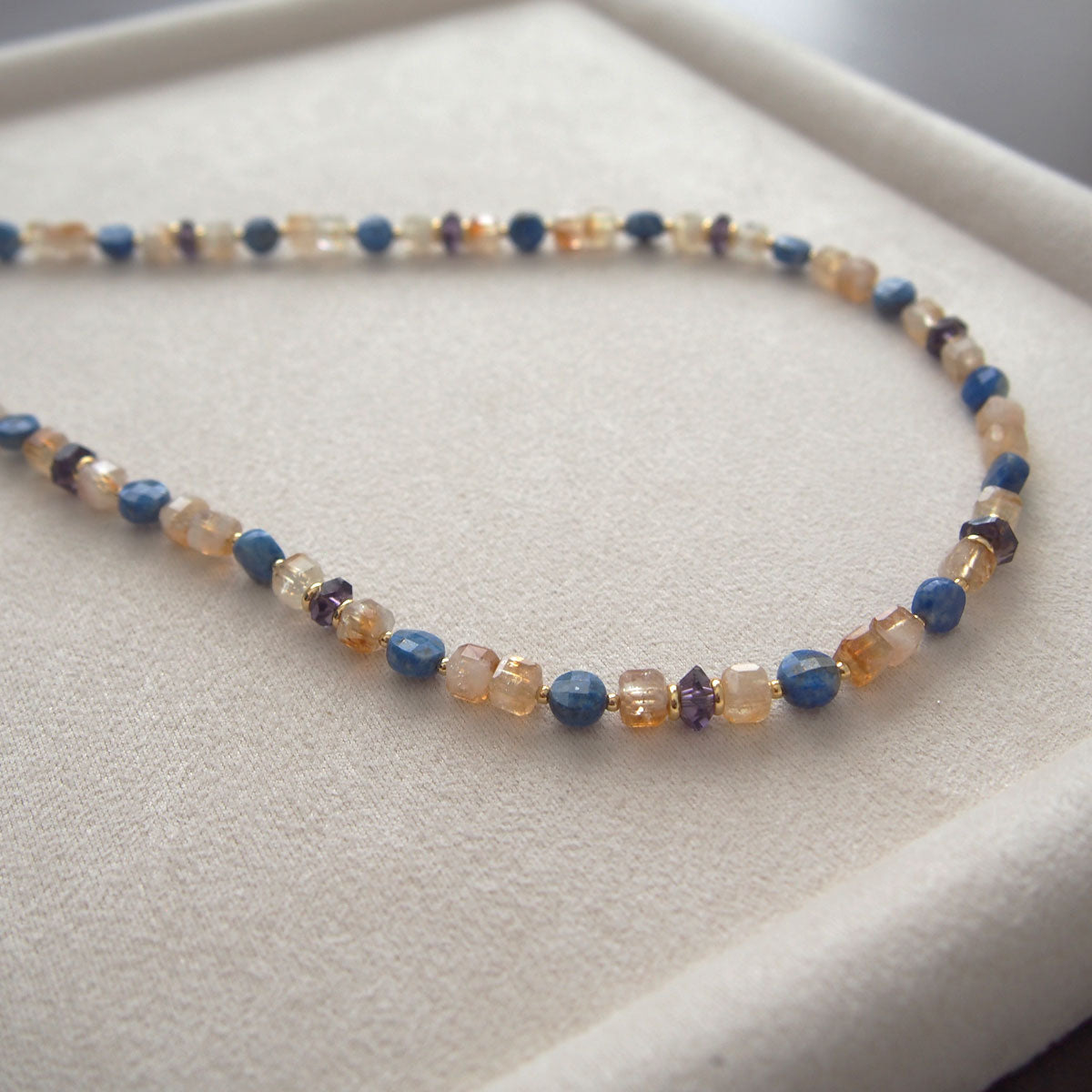 Amethyst, Lapis lazuli,  Citrine Necklace-Starry Night
