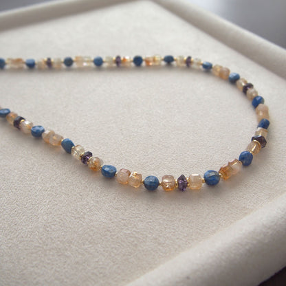Amethyst, Lapis lazuli,  Citrine Necklace-Starry Night