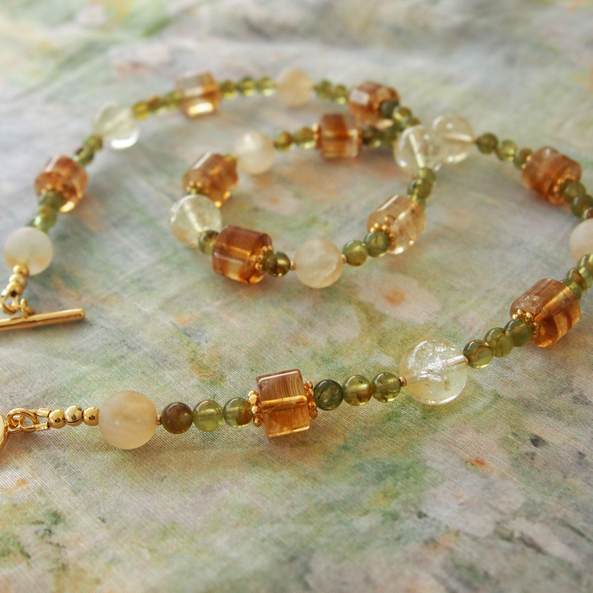 Citrine, Garnet(Green) Necklace-Vitality