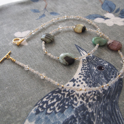 Agate, Rock Crystal Necklace-Light and shade