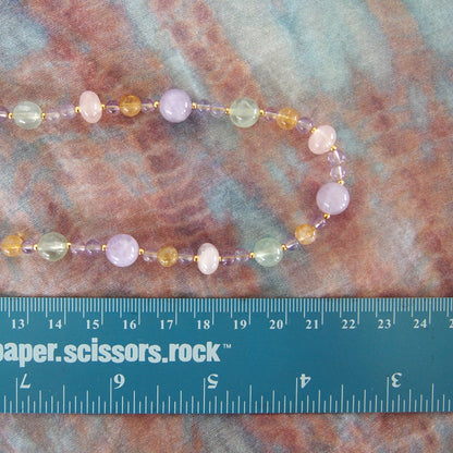 Amethyst, Prehnite, Rose Quartz, Citrine Necklace- Wish