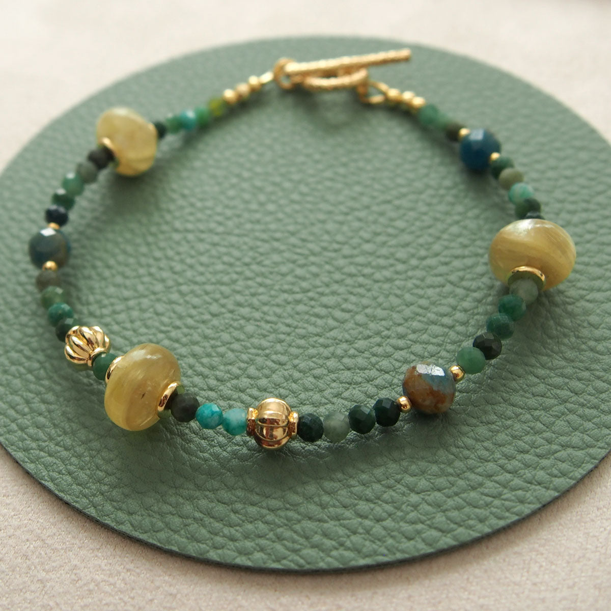 Lepidolite,  Apatite, Transvaal Jade Bracelet- Vitality