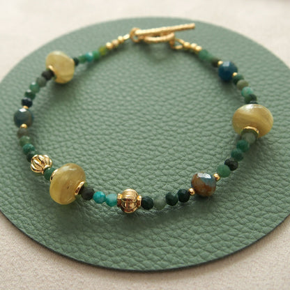 Lepidolite,  Apatite, Transvaal Jade Bracelet- Vitality