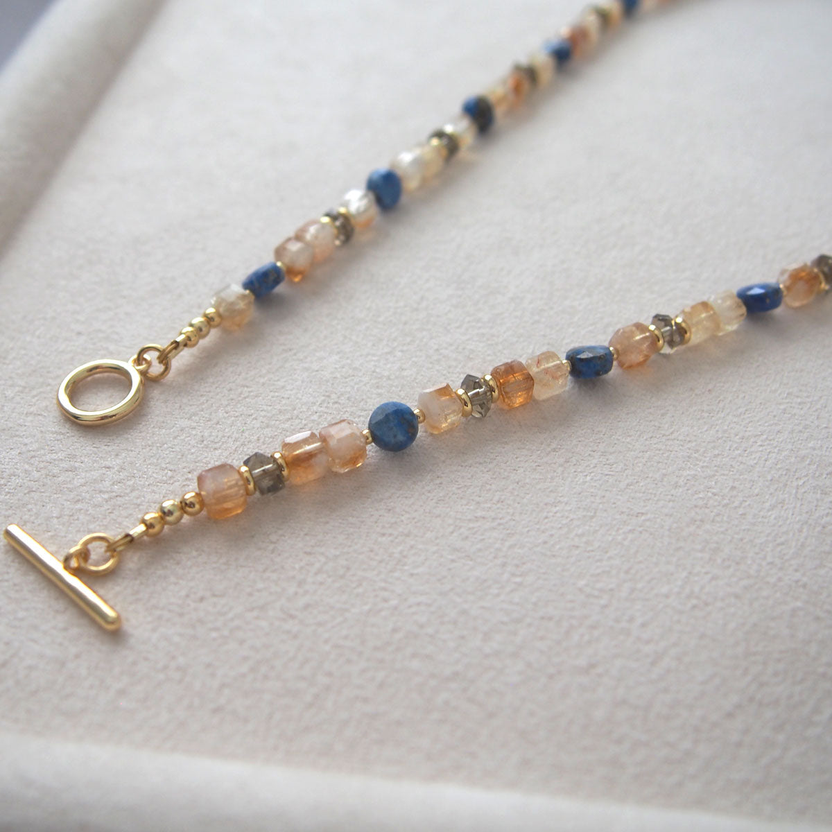 Smoky Quartz  Lapis lazuli  Citrine Necklace-Starry Night