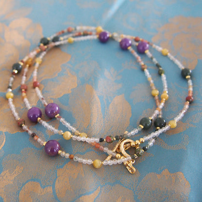 Phosphosiderite, Alxa Agate, Unakite, Tiger’s eye Necklace- Completeness
