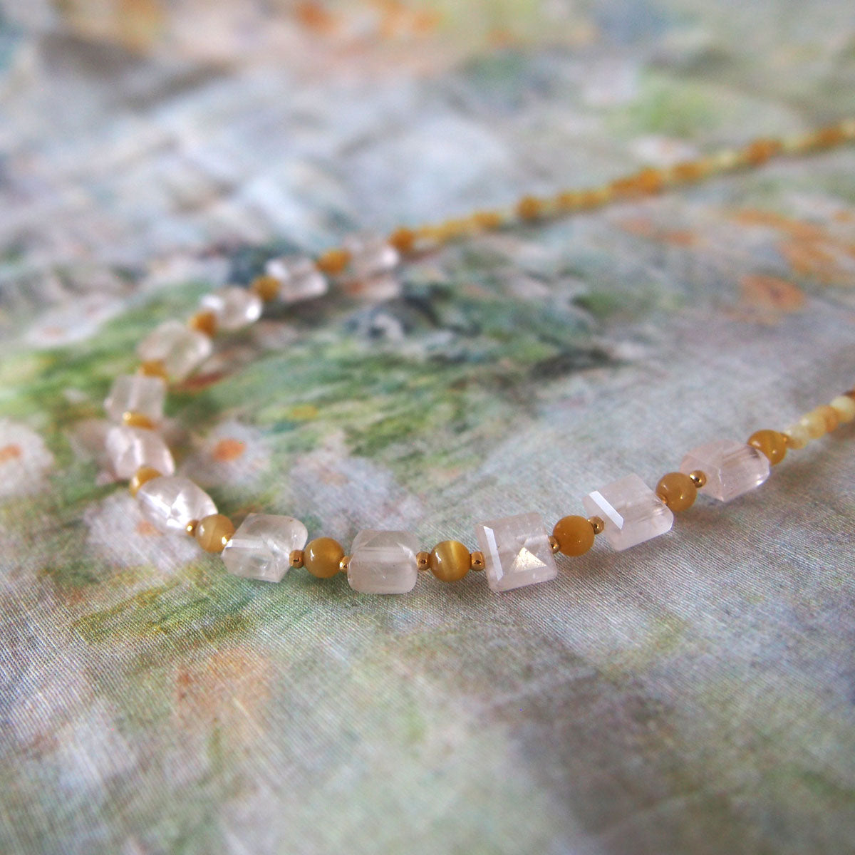 Rose Quartz, Tiger’s eye, Common Opal Necklace-Energy