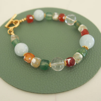 Beryl,  Rock crystal,  Agate Bracelet- The Young at Heart