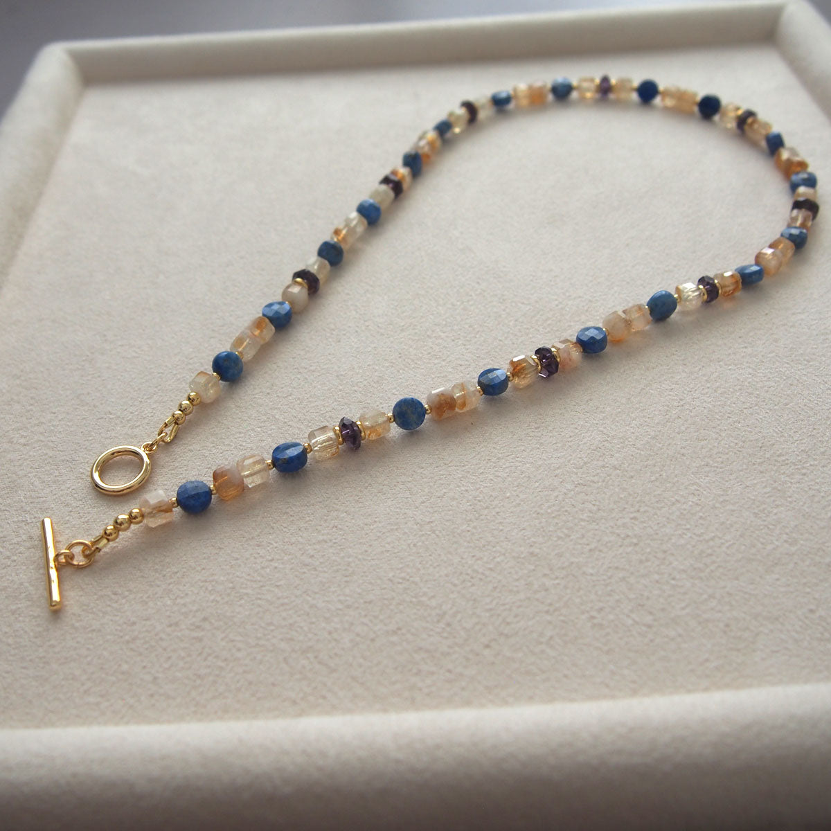 Amethyst, Lapis lazuli,  Citrine Necklace-Starry Night