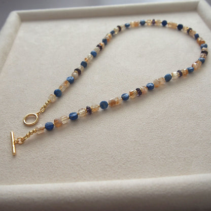 Amethyst, Lapis lazuli,  Citrine Necklace-Starry Night
