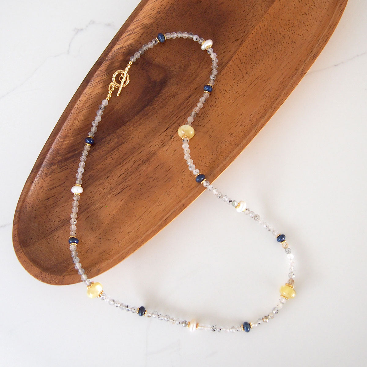 Lepidolite, Pearls, Lapis Lazuli, Quartz Rutilated Necklace- Power
