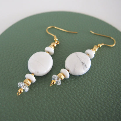 Magnesite, Rock Crystal Earring- Snow