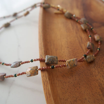 Leopardite, Goldstone Necklace- Equanimity