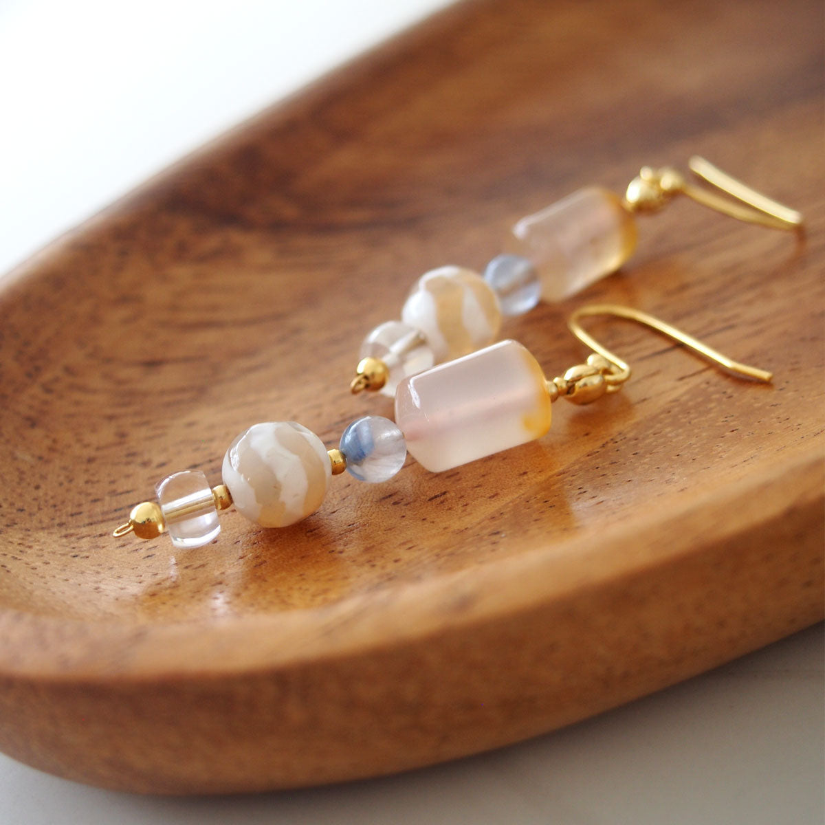 Agate, Rock Crystal, Dumortierite Quartz Earrings- Source