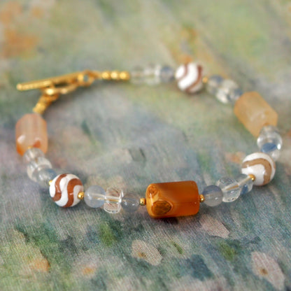 Agate, Rock Crystal, Dumortierite Quartz Bracelet- Source